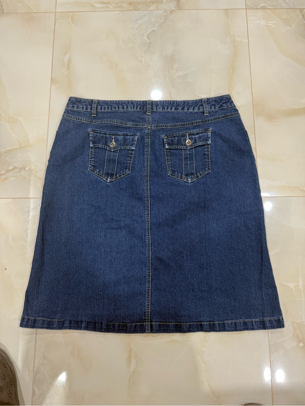 CJ Banks Blue Denim A-Line Skirt - Picture 2 of 3